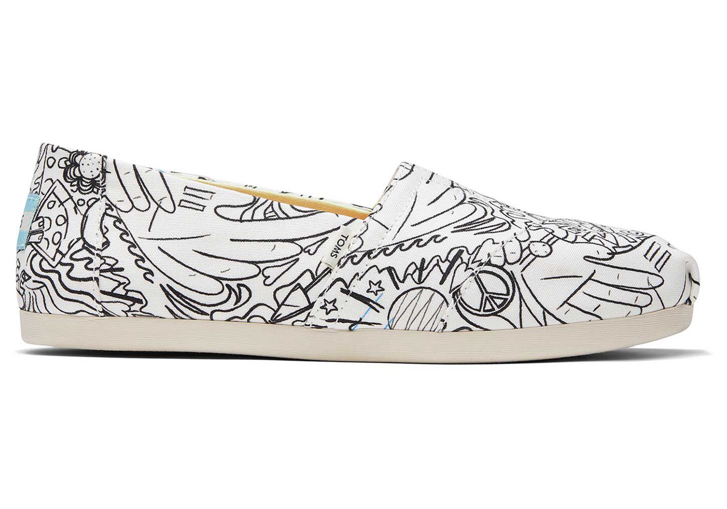 Toms Espadryle Damskie Białe/Czarne - Alpargata Coloring Book - 41SQPTUFZ